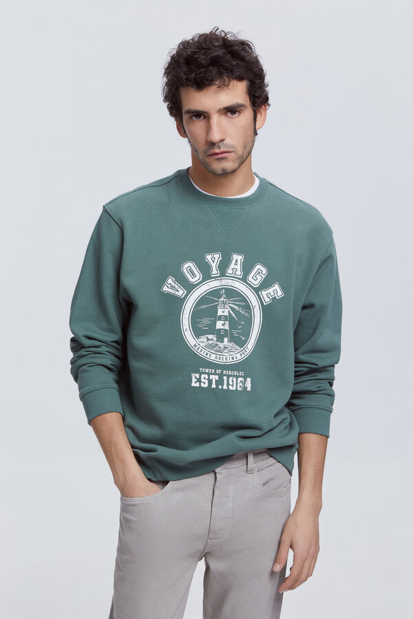Fifty Outlet Sudadera algodón estampada Kaki