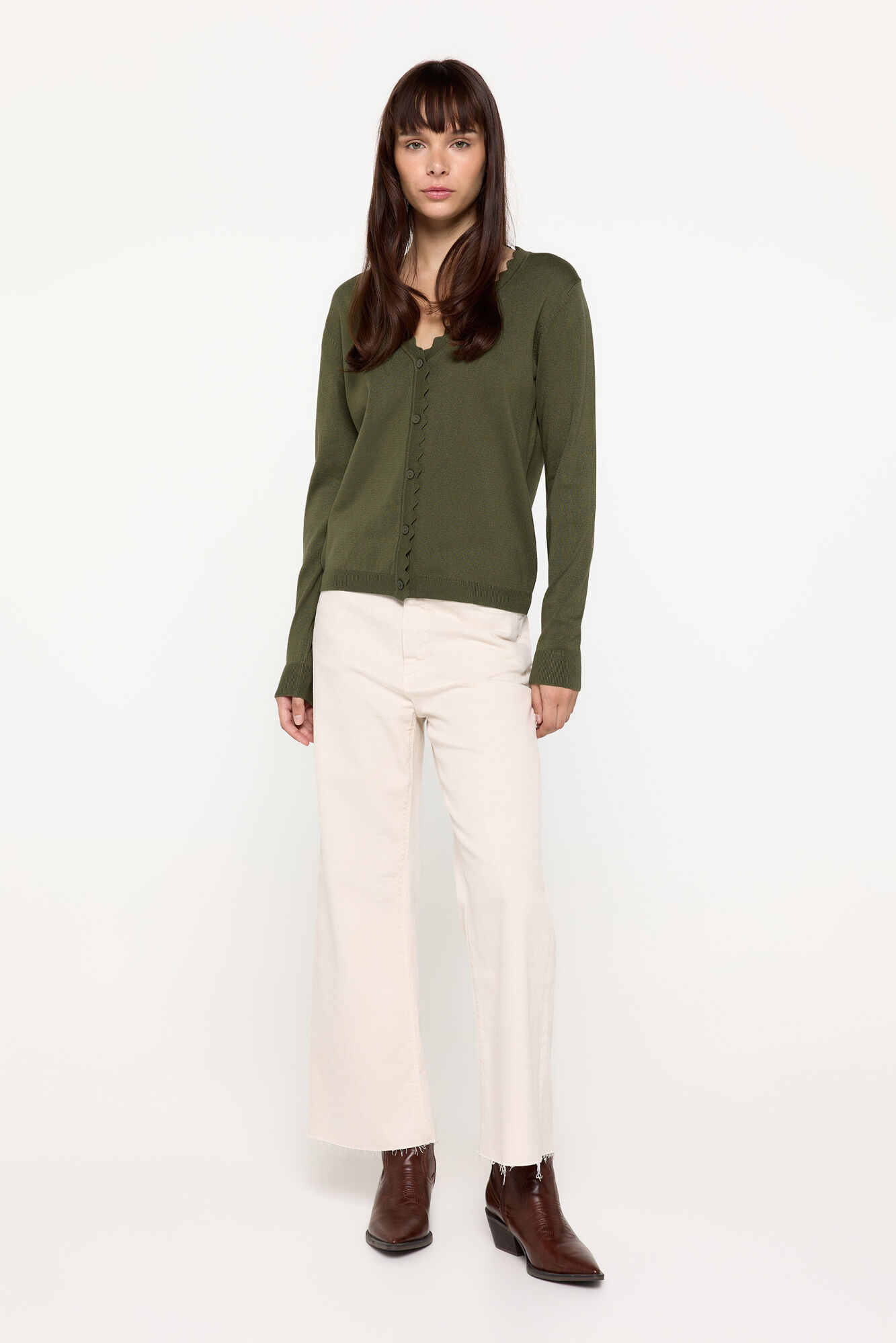 Milano Cardigan de punto de viscosa con detalle ondas