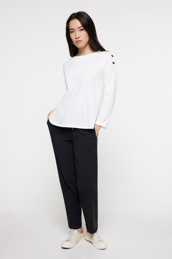 Fifty Outlet Camiseta Barco Botones Blanco