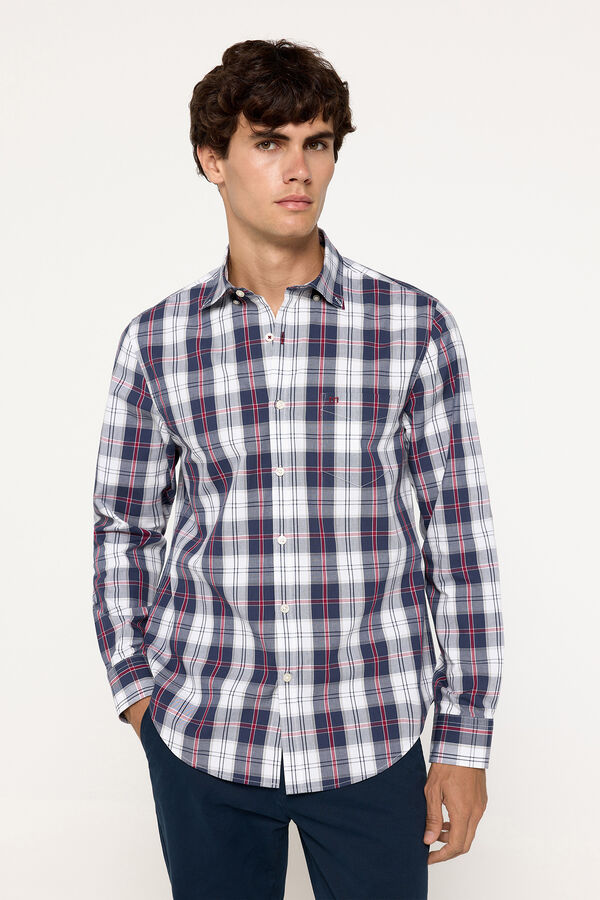 Fifty Outlet Camisa popelín cuadros Azul