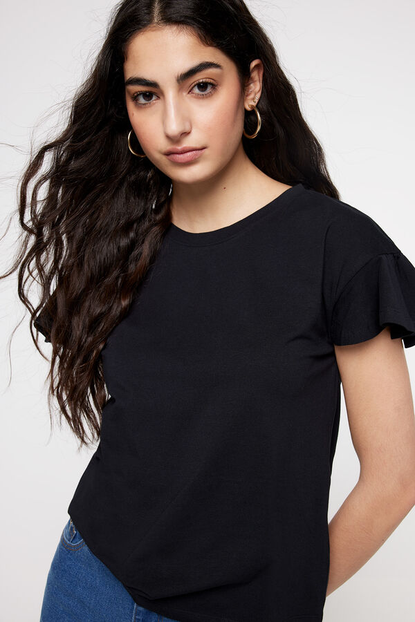 Fifty Outlet Camiseta manga volante Negro