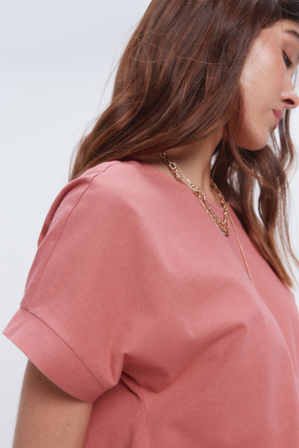 Milano Camiseta manga corta lisa Rojo/Coral