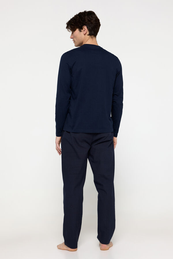 Fifty Outlet Pijama larga de algodón Navy