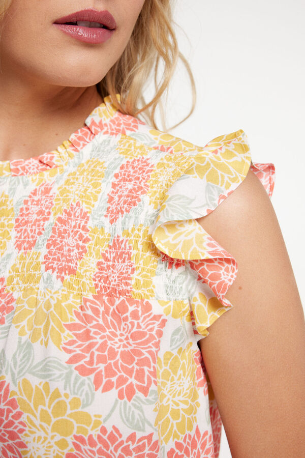 Milano Blusa fluida estampada de flores. Verde