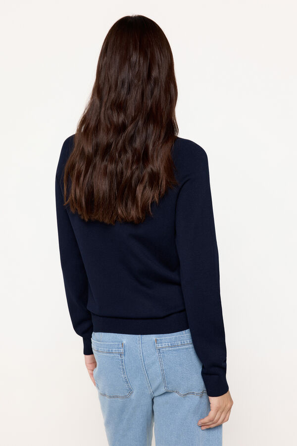 Fifty Outlet Suéter de tejido de viscosa cuello barco Navy