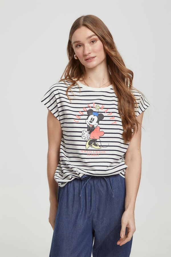 Fifty Outlet Playera de rayas licencia Minnie Mouse natural