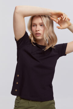 Fifty Outlet Camiseta heavy cotton botones Negro