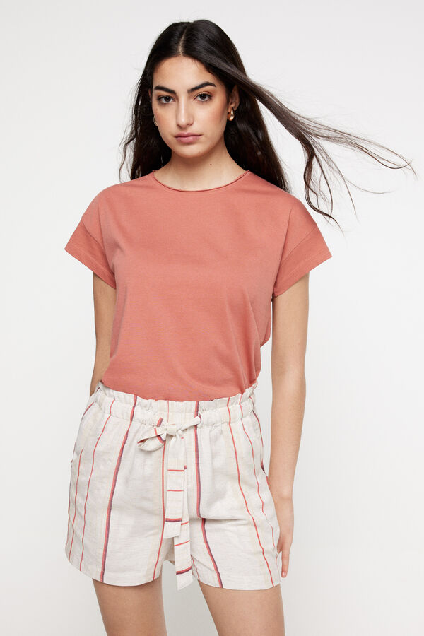 Fifty Outlet Bermudas rayas rústica. Beige