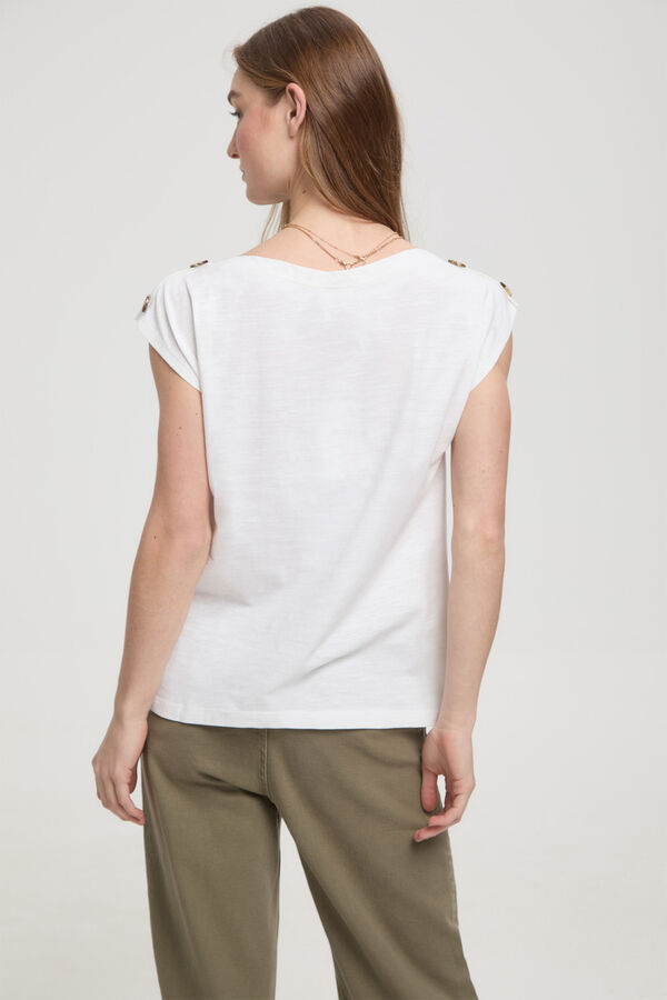 Fifty Outlet Playera botones hombros Blanco