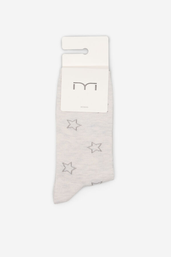 Fifty Outlet Calcetines estampado estrellas lurex Gris Claro