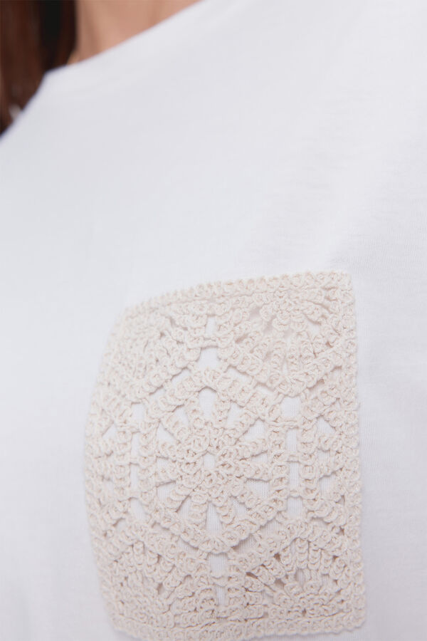 Fifty Outlet Camiseta bolsillo crochet Blanco
