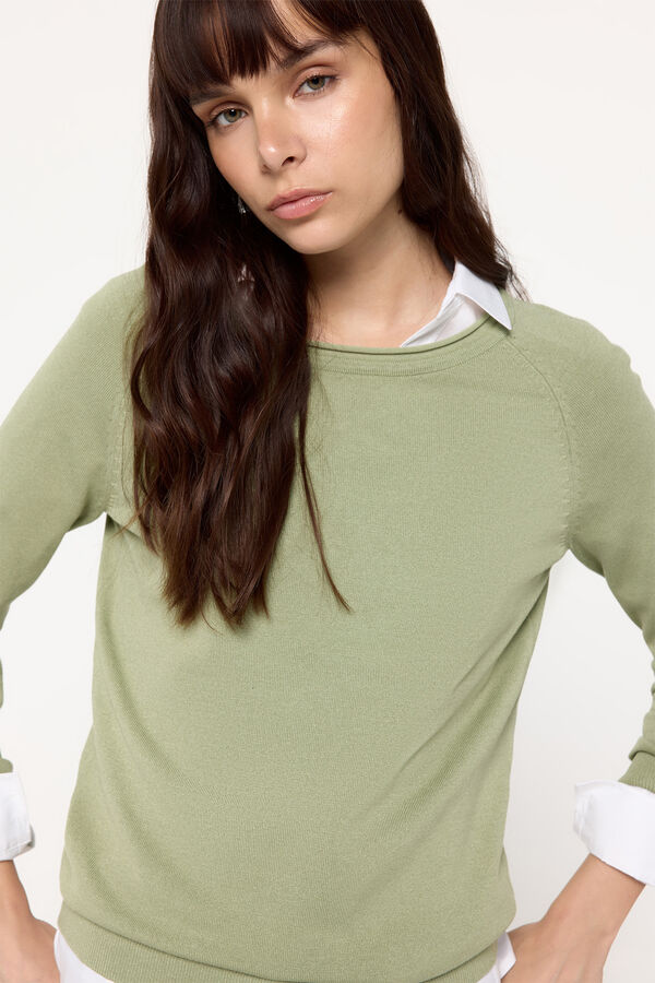 Fifty Outlet Suéter de tejido de viscosa cuello barco Verde