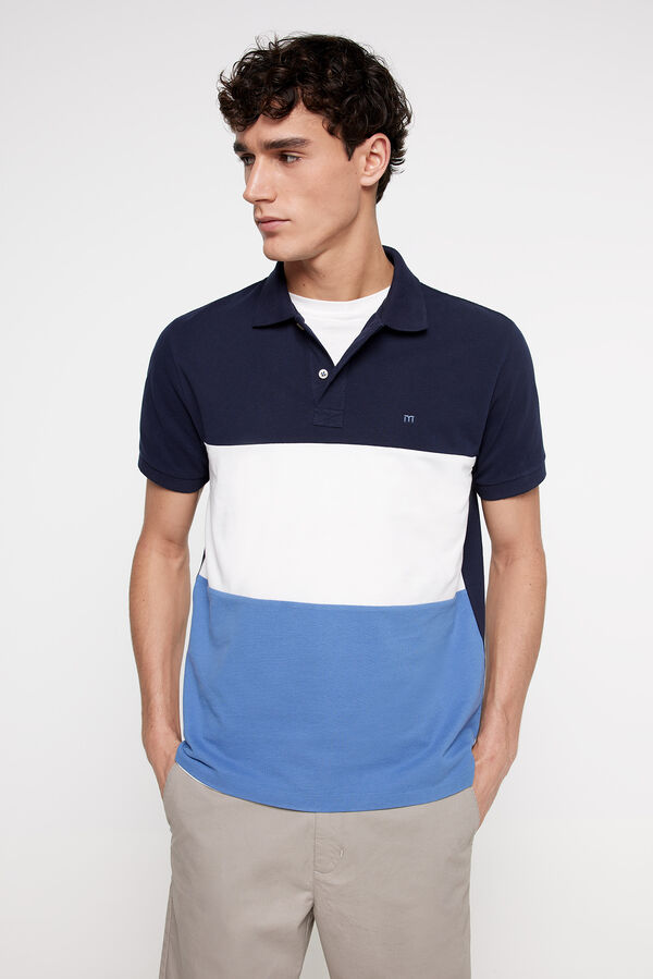 Fifty Outlet Polo pique tricolor Navy