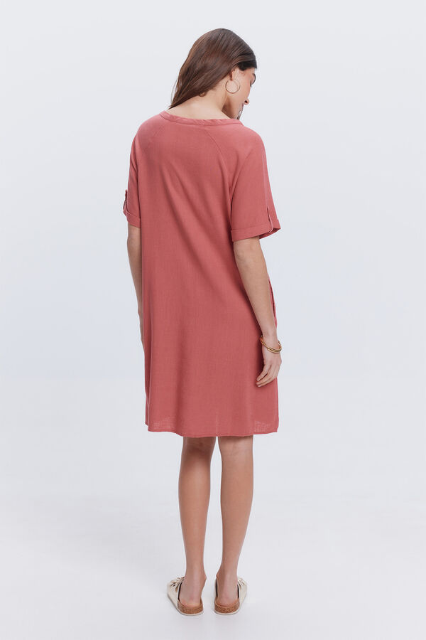 Milano Vestido corto lino Rojo/Coral
