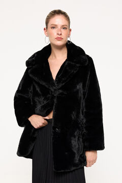 Fifty Outlet Abrigo efecto pelo Negro