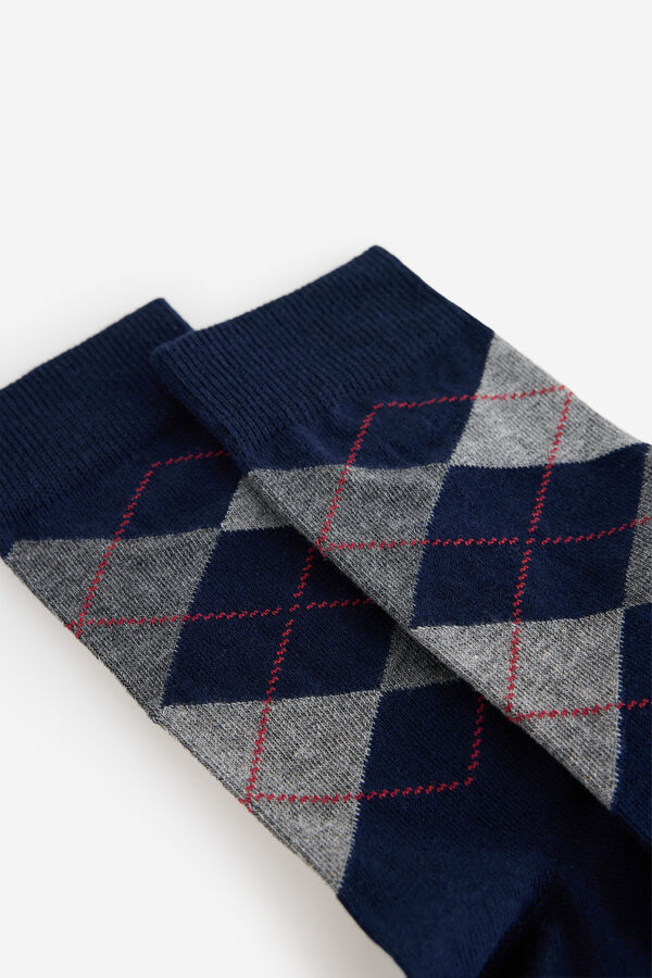 Fifty Outlet Calcetines fantasía con rombos grises Navy