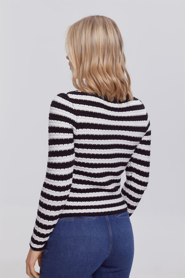 Fifty Outlet Chaqueta de algodón en tejido de rayas bicolor natural