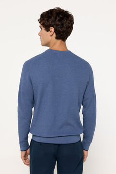 Fifty Outlet Jersey Microestructura cuello caja Azul Oscuro