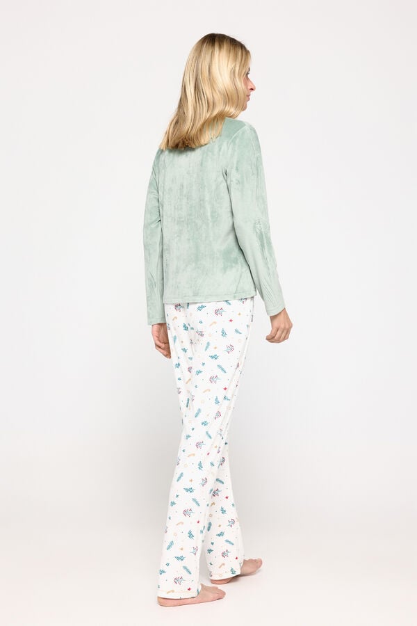 Milano Pijama de velour navide&ntilde;o natural