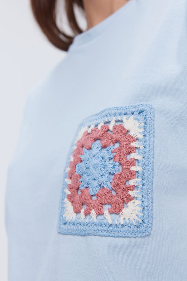 Fifty Outlet Camiseta bolsillo crochet Azul