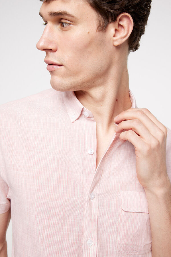 Fifty Outlet Camisa rayas aspecto lino. Rojo