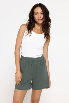 Fifty Outlet Bermudas de tejido rústico con cintura elástica Navy