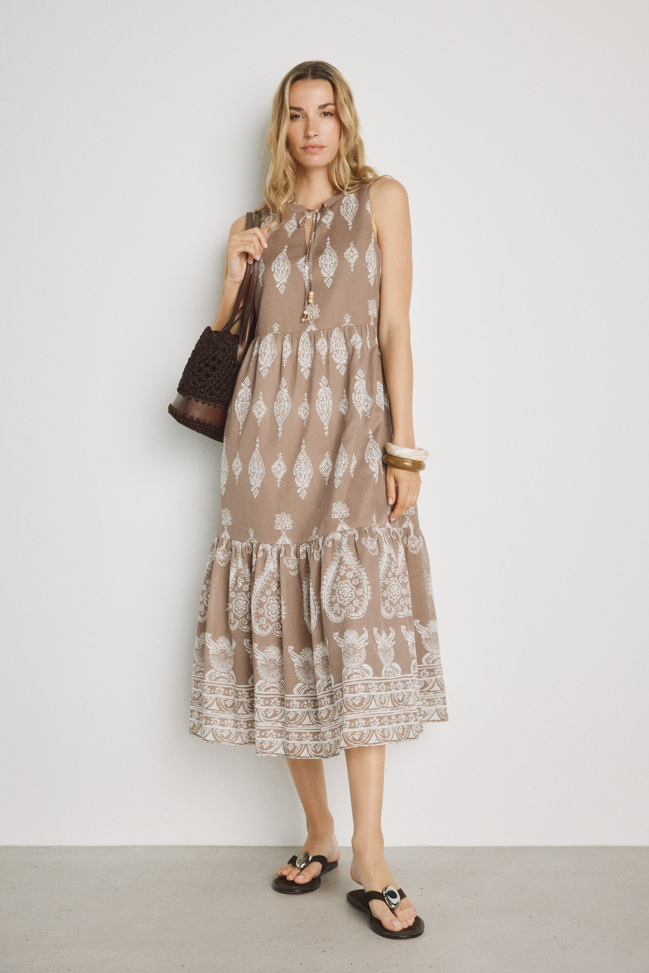 Milano Vestido estampado escote pico