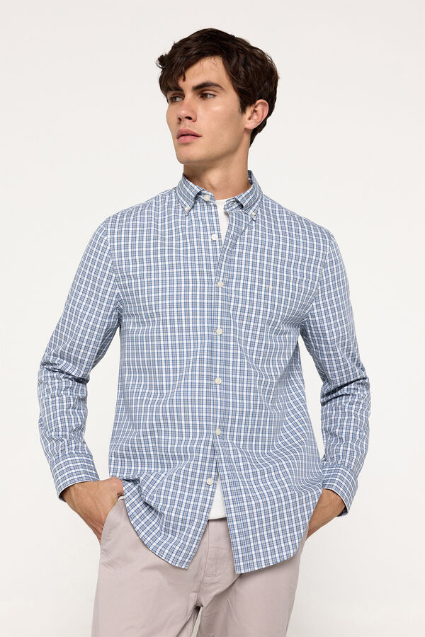 Fifty Outlet Camisa popelín cuadros Azul