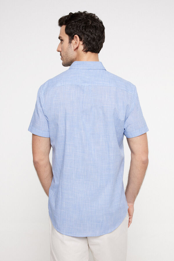 Fifty Outlet Camisa Slub Micro dibujo Azul