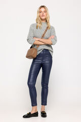 Fifty Outlet Jersey grueso tejido melange cuello perkins Azul