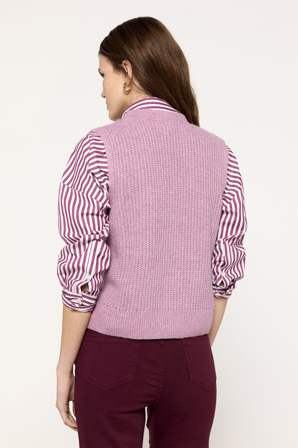 Fifty Outlet Top chaleco tejido grueso botones frontales Rosa