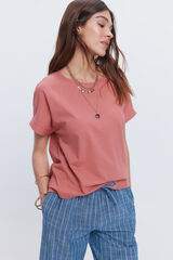 Milano Camiseta manga corta lisa Rojo/Coral