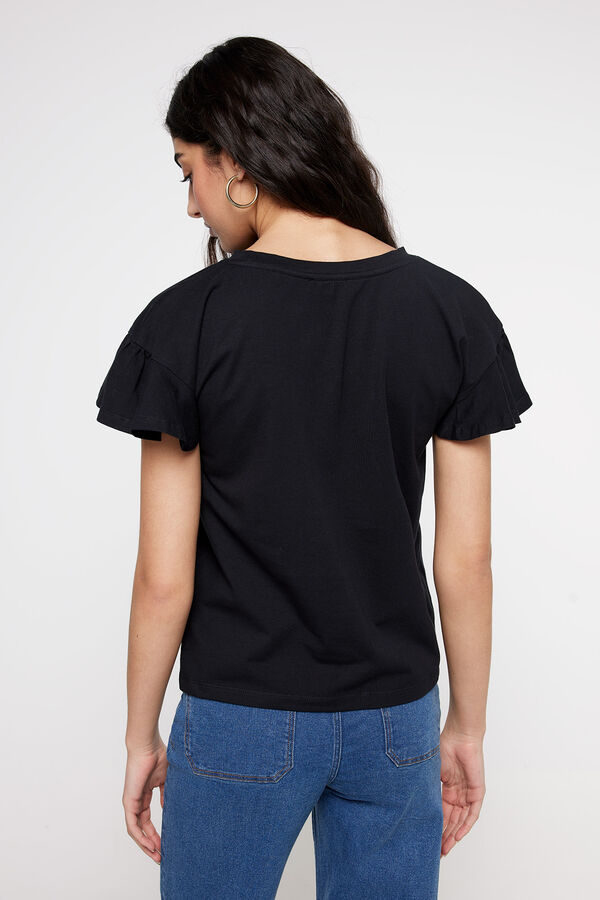 Fifty Outlet Camiseta manga volante Negro