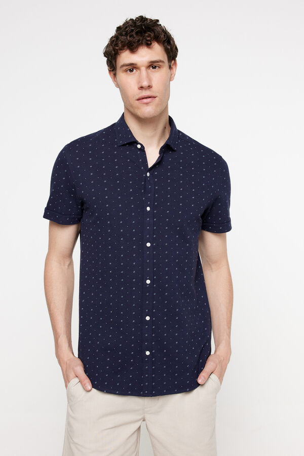 Fifty Outlet Camisa piqué estampada Navy