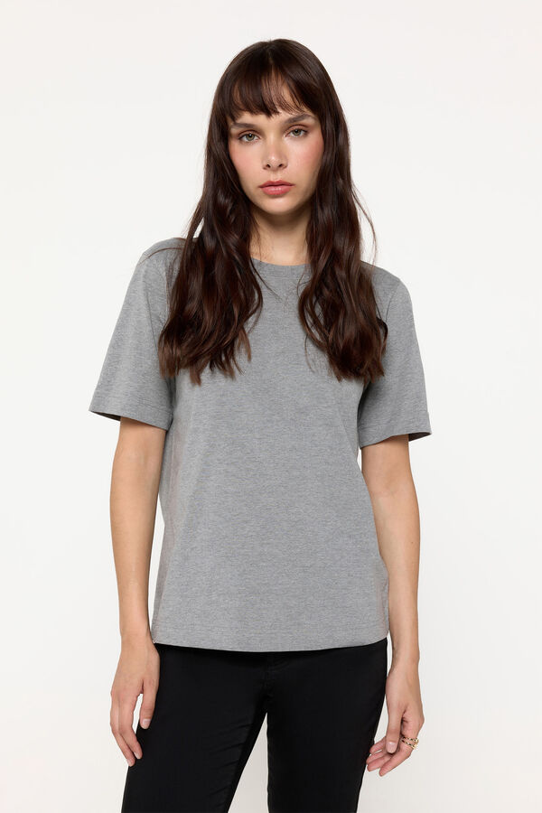 Fifty Outlet Playera gris melange manga corta de algodón Gris