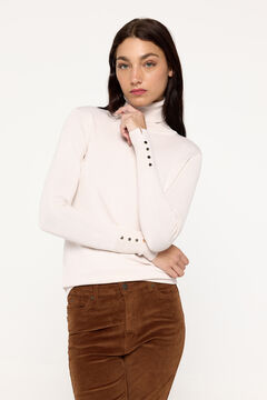 Fifty Outlet Jersey básico cuello cisne entallado Blanco