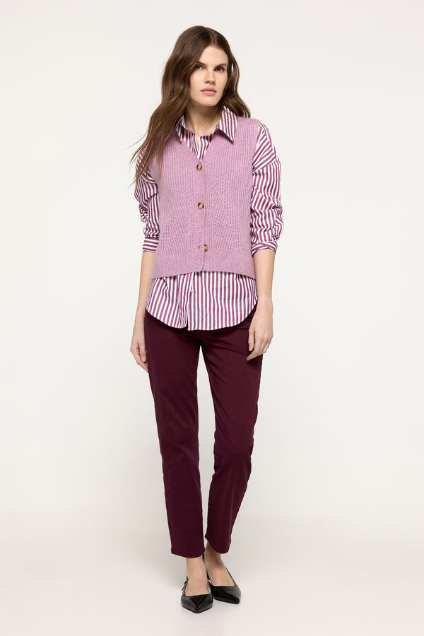 Fifty Outlet Top chaleco tejido grueso botones frontales Rosa