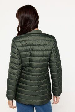 Fifty Outlet Abrigo acolchado cuello alto corte cintura Kaki Claro