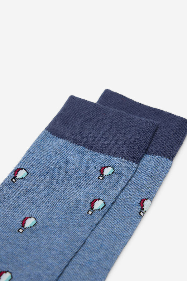 Fifty Outlet Calcetines media caña print globos Azul