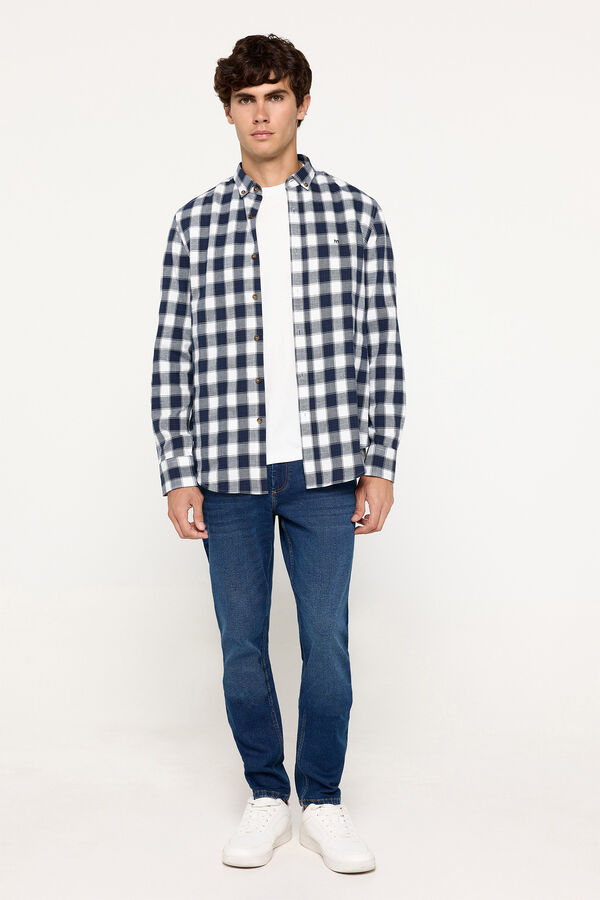 Fifty Outlet Camisa twill cuadros Azul