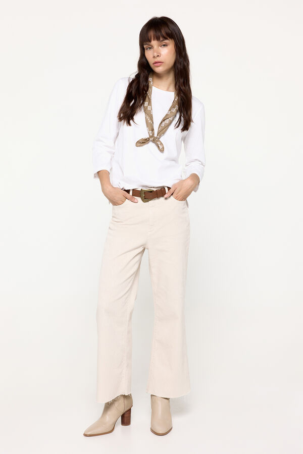 Fifty Outlet Playera manga francesa cuello redondo ajustado Blanco