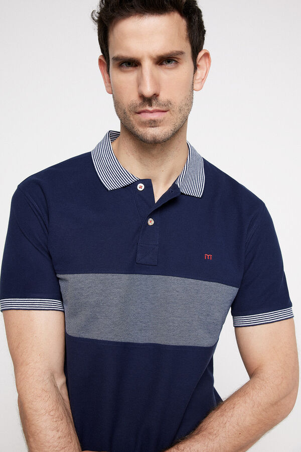 Fifty Outlet Polo pique cuello rallado Navy