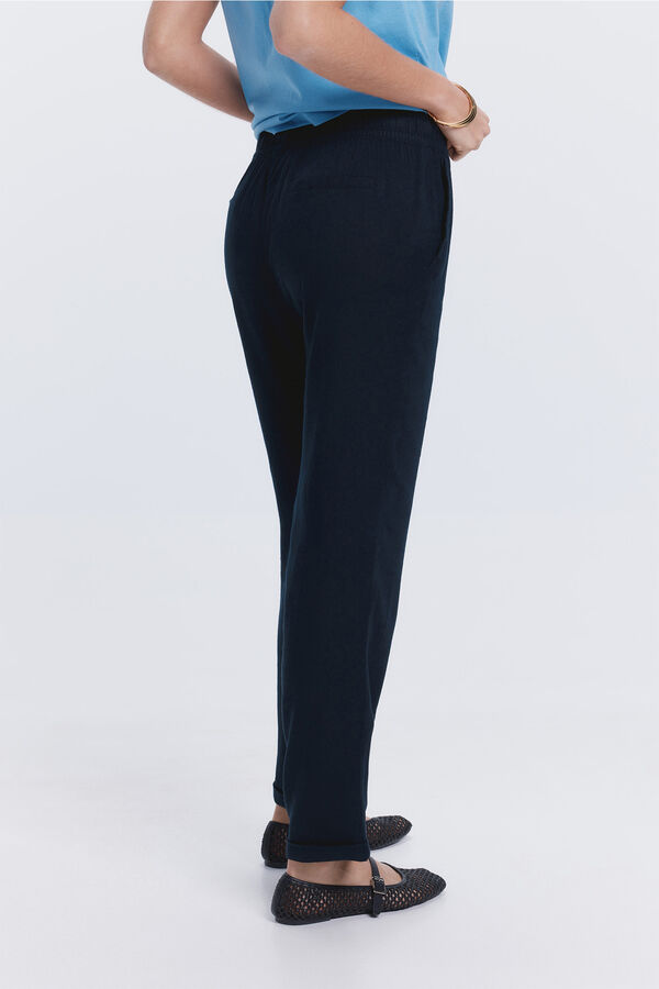Fifty Outlet Pantalón largo lino Negro