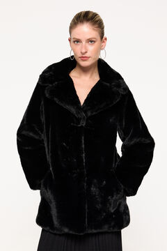 Fifty Outlet Abrigo efecto pelo Negro
