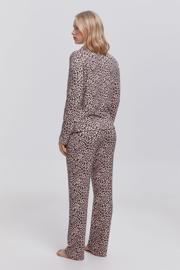 Milano Pijama camisero con animal print natural