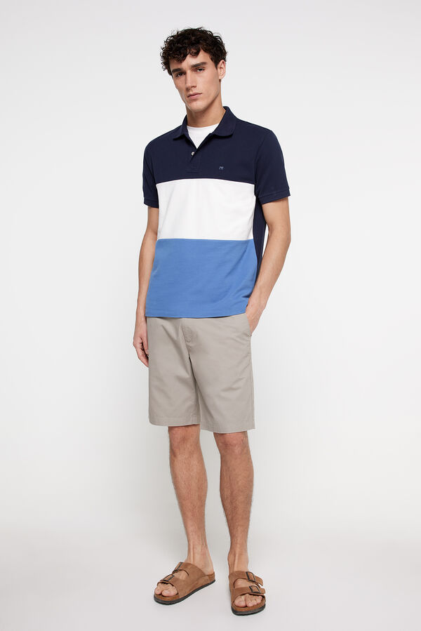 Fifty Outlet Polo pique tricolor Navy