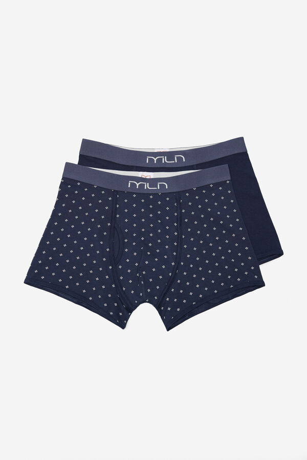 Milano Pack x2 boxer con estampado mini y liso. Navy
