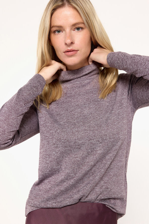 Milano Camiseta con cuello perkins tejido tacto suave Morado