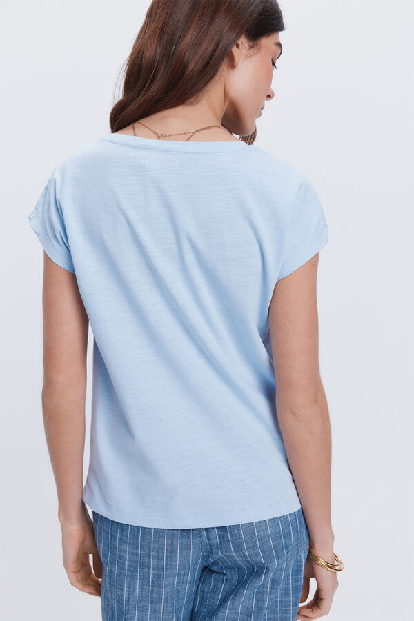 Fifty Outlet Camiseta pliegues hombros Azul