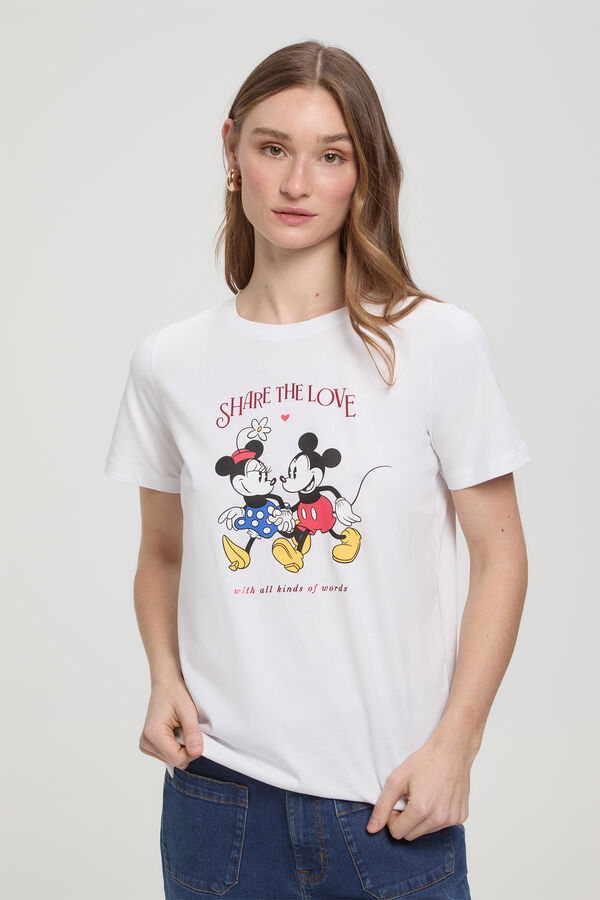Fifty Outlet Playera licencia Mickey y Minnie Mouse manga corta Blanco